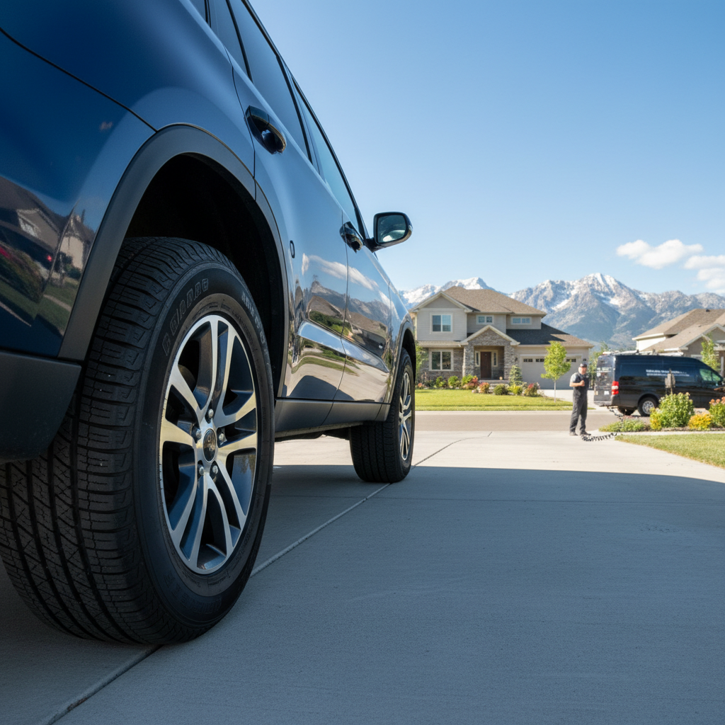 Vehicle with freshly installed tires