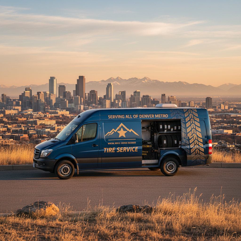 Mobile service van with Denver skyline